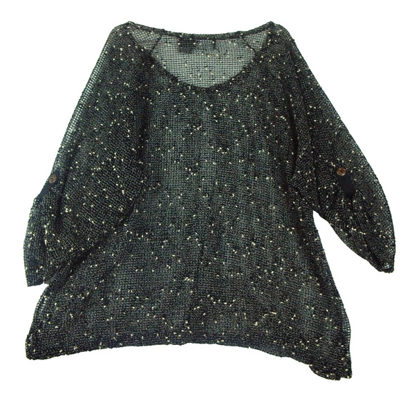 Frazzle Women's Size XXL Sheer‎ Mesh Top Roll Tab Sleeves Withchy Gothic - Picture 7 of 8